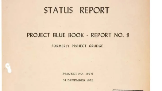 Declassified cover of US Air Force Project Blue Book Status Report No. 8 from 1952.