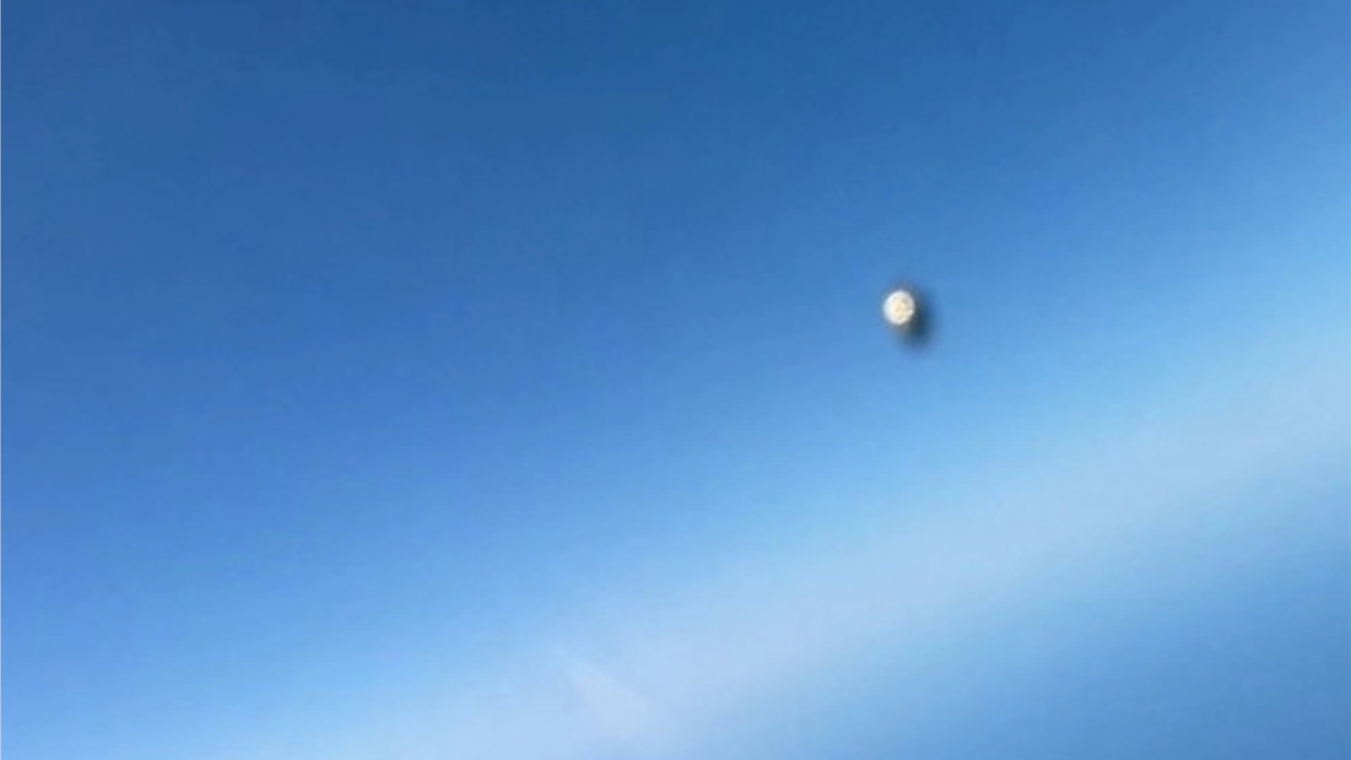 Screen capture of an unidentified object recorded during a U.S. Navy aviator encounter and presented to Congress in May 2022.