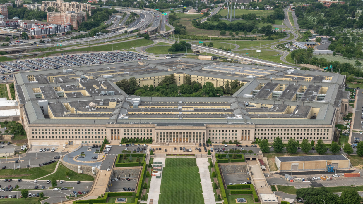 Aerial view of the Pentagon in Arlington, Virginia, photographed in May 2021.